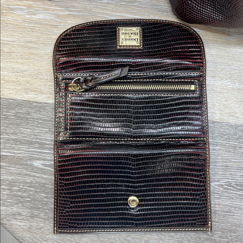 Dooney & Bourke Dark Brown Lizard-Embossed Satchel with Matching Wallet - Picture 13 of 13